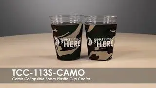 Camo Collapsible Foam Plastic Cup Cooler | TCC-113S-CAMO
