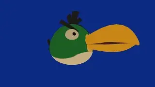 Angry bird (green) dancing blue screen