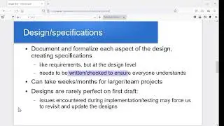 Key stages in the the life cycle of software