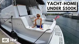 $489K Yacht-Home 🤩 1990 VIKING 70 Cockpit Motor Yacht Liveaboard Tour