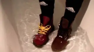 6 pairs of Doc Martens getting soaked
