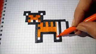 How to draw Simple Tiger Pixel Art 