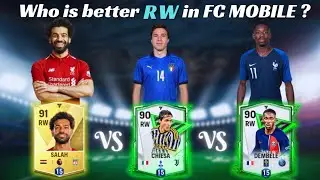 89 Salah vs 88 Chiesa vs 88 Dembele review in ea fc mobile | Best rw ?