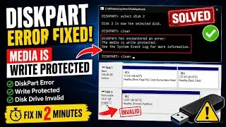 Diskpart has encountered an error👈madia is write protected 👈Disk drive Invalid 👈 problem solved 