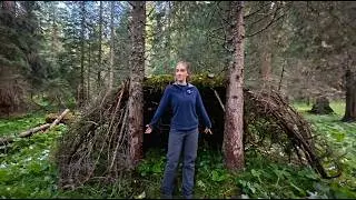 Solo Girl in the Forest | Building My Own Bushcraft Shelter