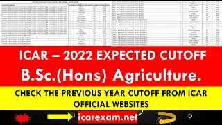 ICAR -2022 - University wise Expected cutoff - B.Sc.(Hons) -Agriculture .