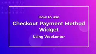How to use Checkout Payment Method Widget using WooLentor
