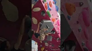 So bad at overhangs! 😫 Struggled hard!v5 #bouldering #climbing #indoorclimbing