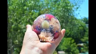 Сфера 8 см с полевым букетом. Авторское стекло Юлии Куракиной.