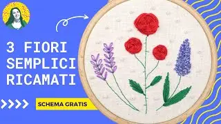 3 fiori semplici ricamati | RICAMO A MANO| schema gratuito