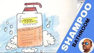 How to draw shampoo? (bathroom objects drawing)