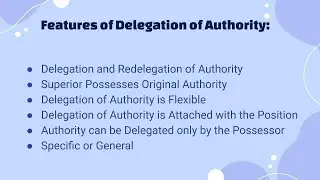 Features and Importance Delegation of Authority
