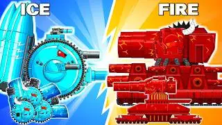 MEGA BATTLE: ICE TANK CRUSHES FIRE TANK - Cartoon Tank