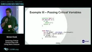 2018 EuroLLVM Developers’ Meeting: S. Cook “Using Clang Static Analyzer to detect ...”