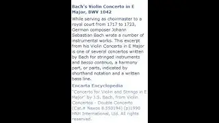 Bach's Violin Concerto in E Major, BWV 1042