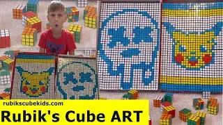 Rubik's cube art mosaic Bad Randoms & Pikachu