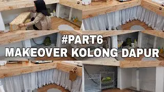 #PART6. Makeover Kolong Dapur Tanpa Kitchen Set. Cara Pasang Gordyn Kolong Dapur Putih Aesthetic 🏡
