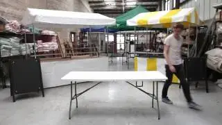 Portable Folding Table Heavy Duty Plastic Table Top with Steel Framework