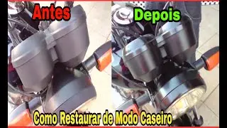 Como restaurar peças  plastica queimado de sol caseiro passo a passo de moto e carro.