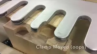 Owain Pierce's desk with laminated curves and lasercut inlay