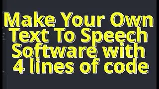 Text To Speech Software In 4 Lines of code || Python || VS Code