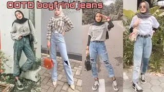 inspirasi hijab ootd boyfriend jeans|| highwaist