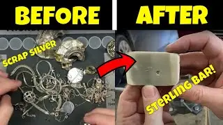 Scrap Silver Meltdown!   Jewelry Scrap Melted into a Nice Bar of Sterling Silver
