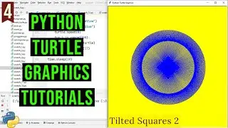 Tilted Squares 2 with Python Turtle | Python Turtle Graphics Tutorial#4 | Designs in turtle library