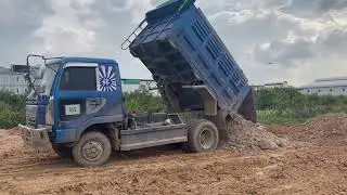 Bulldozer Komatsu D21P in Action Pushing Land Prepare The Road - Dozer KH