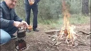 Çekmeköy ormanında İnox Ateş kutusunda Çay demleme
