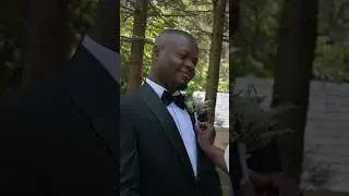 First look, Groom so happy to see his bride in wedding dress 