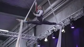 Comic Con Stockholm Spider-Woman Aerial Silks Performance | Mira Valkira
