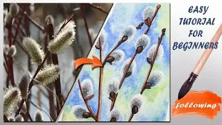 How to draw a branch willow tree ★ Watercolor Tutorial