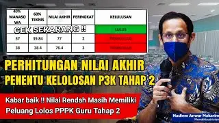 Cek sekarang !! Perhitungan Nilai Akhir PPPK Guru Tahap 2 - Lulus Atau Tidak !!