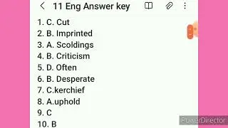 Answer key for 11th English Second Revision Exam Question  2022 @Buvis Tutorials