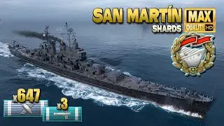 Cruiser San Martín: Excellent "Solo Warrior" on map Shards - World of Warships