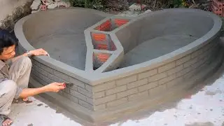 Garden Designs | Setup 2 in 1 Heart Aquarium with Cement and Brick