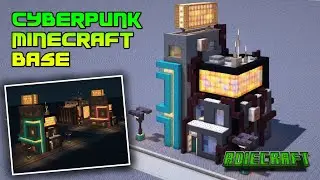 Easy Minecraft CYBERPUNK Base Tutorial - How to build a Cyberpunk base in Minecraft - Cyberpunk 2077