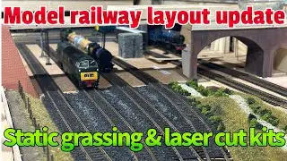 Model railway layout update - static grassing and laser cut kits.