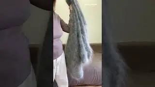 Большой пуховый платок. Пушистый теплый.  Серый козий пух  #shawl #shortsvideo
