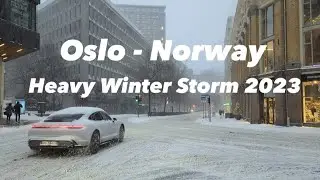 [04-January-2023] Heavy Snow Storm in Oslo, Norway, Scandinavian Snowstorm 