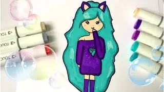 HOW TO DRAW A KAWAII CUTE GIRL TUMBLR STEP BY STEP ♥ КАК РИСОВАТЬ ДЕВОЧКУ КАВАИ
