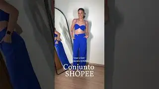 Conjunto com calça pantalona e top da shopee