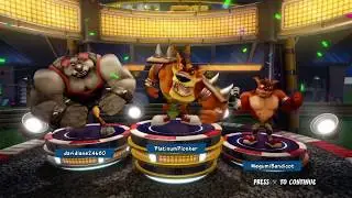 Tiny Tiger, Koala Kong and Crunch Bandicoot Winning Podium. (Crash Nitro Fueled)