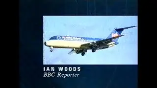 BBC newsflash breaking news of the Kegworth air crash, January 1989. Michael Buerk