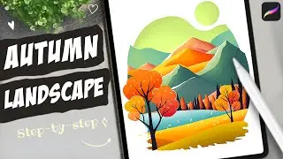 Drawing an Autumn Landscape - Easy Procreate Tutorial