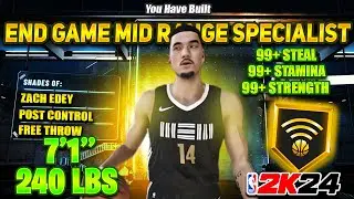 The MOST TOXIC ‘END-GAME MID RANGE SPECIALIST’ Build To Make For NBA 2K24… ZACH EDEY CENTER BUILD!