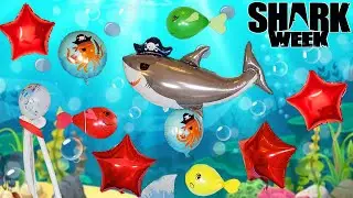 Giant Shark BALLOON Party! Inflating Our Helium Balloons For Shark Week 2020 BONUS POPPING 