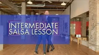 Intermediate Salsa Dance Lesson (Back Pass, Outside Turn with a Cradle Catch)