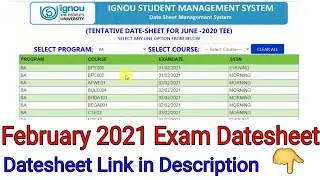 IGNOU | Feb 2021 Exam Datesheet Released